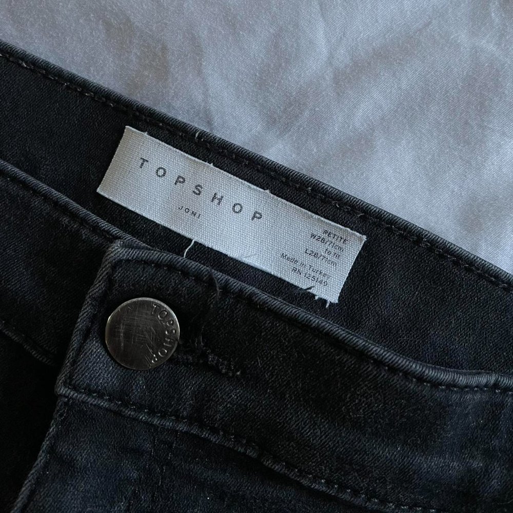 Women's Topshop Joni Petite Black Jeans, W28/L28 - Picture 2 of 4